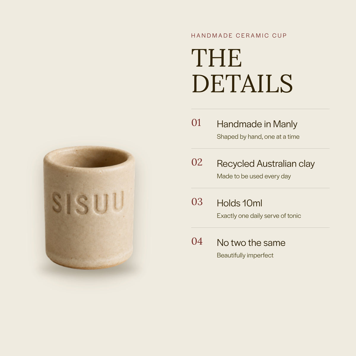 SISUU handmade ceramic cup: the details